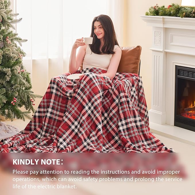 HomeMate Electric Blanket Heated Full Size - 72“x84“ Ultra Soft Cozy Flannel Heating Blanket with 10 Fast Heat Levels 8 Hours Auto Off Over-Heated Protection ETL Certification Keep Warm in Home Office