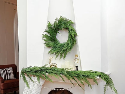 26" Cedar Pine Wreath Realistic Christmas Wreath for Front Door Walls Windows Porches Indoor Outdoor Christmas Xmas Decorations Home Decor