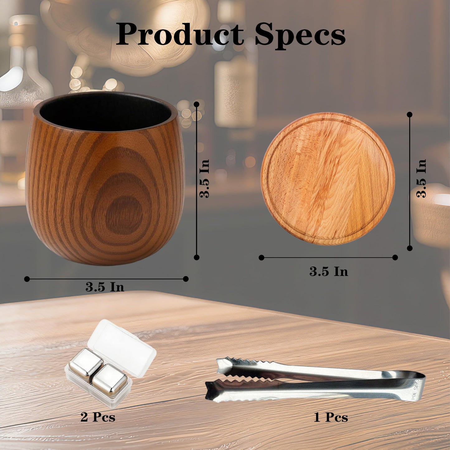 Charred Wooden Bourbon Drinking Glass Wooden Whiskey Glasses Set of 1 5 Piece Complete Whiskey Gift Set Personalized Gifts for Men Husband Dad Brother Whiskey Lovers (M)