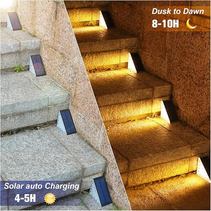 VOLISUN Solar Step Lights for Outside, Solar Stair Lights Outdoor Waterproof IP67, LED Outdoor Step Light, 80 Lumen, Deck Light for Outside Step, Front Porch and Patio(Black,6 Pack)