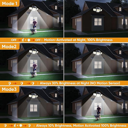 Solar Motion Sensor Outdoor Lights Waterproof - 3000LM 3 Modes Security Lights Outdoor 270° Illumination IP65 LED Solar Flood Wall Light for Garden Yard Patio Pathway (Modern, 2)