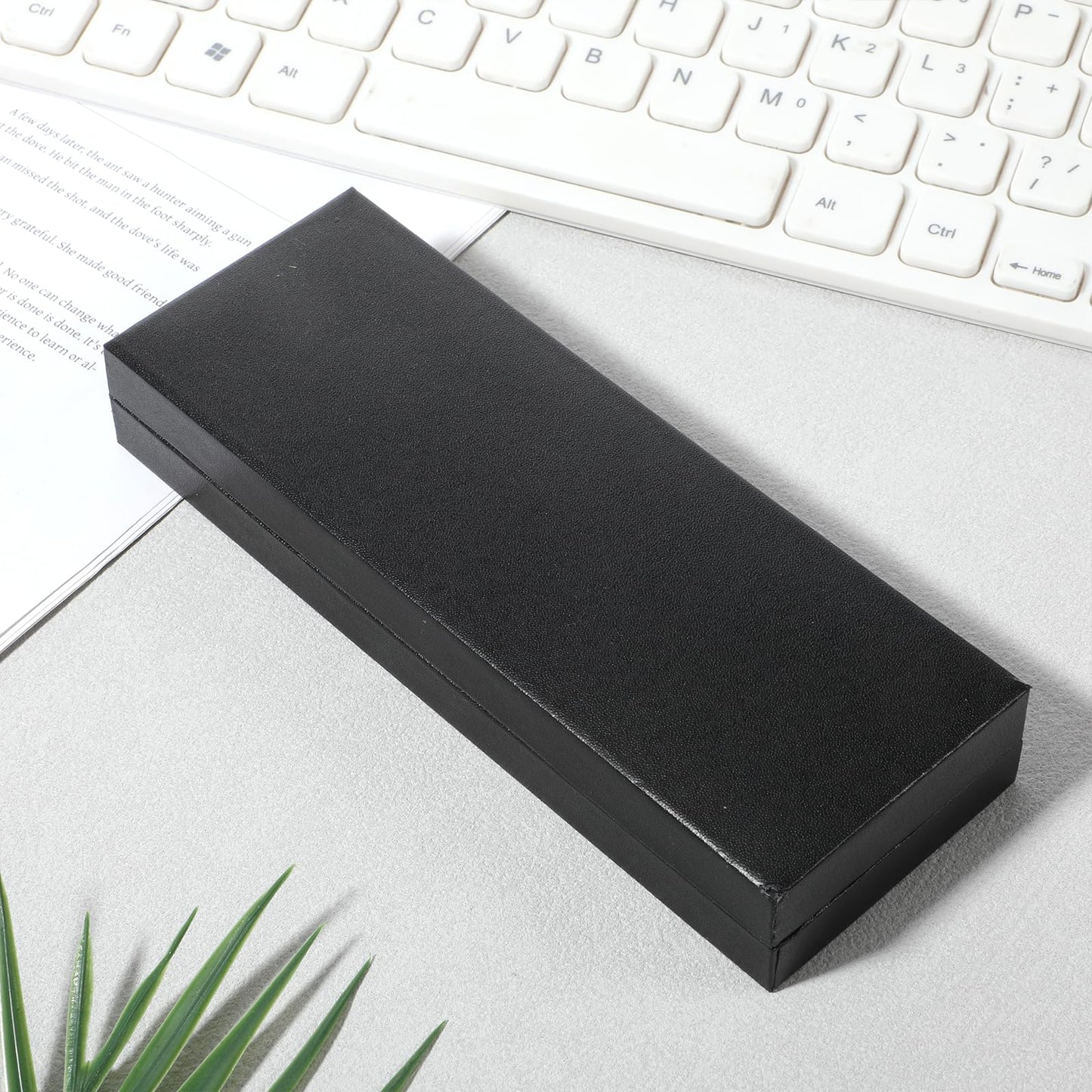 Alrhso Pen Gift Box Empty Leather Pen Box Gift Long Single Pens Cases Fancy Rectangle Sketching Collection Boxes for Women Men Birthday Business Office Supplies, Black