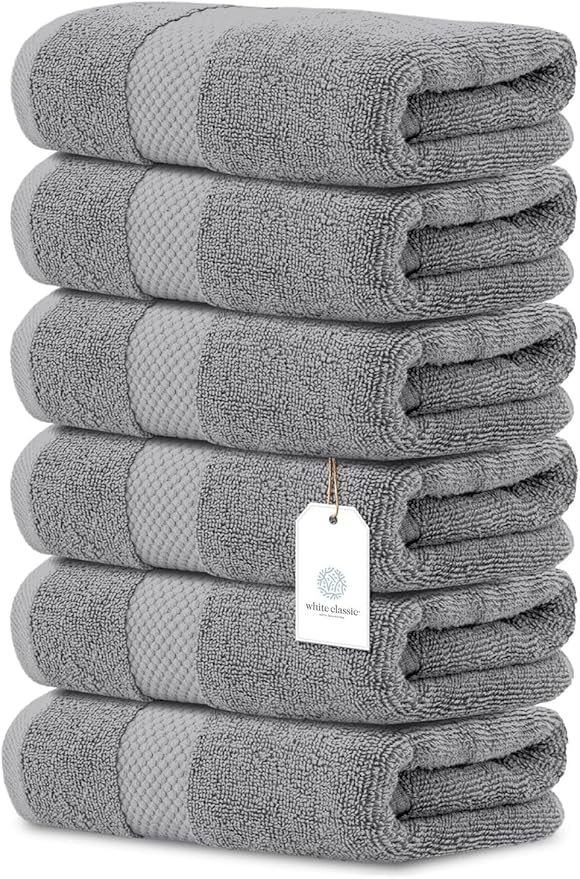 White Classic Luxury Light Gray Hand Towels