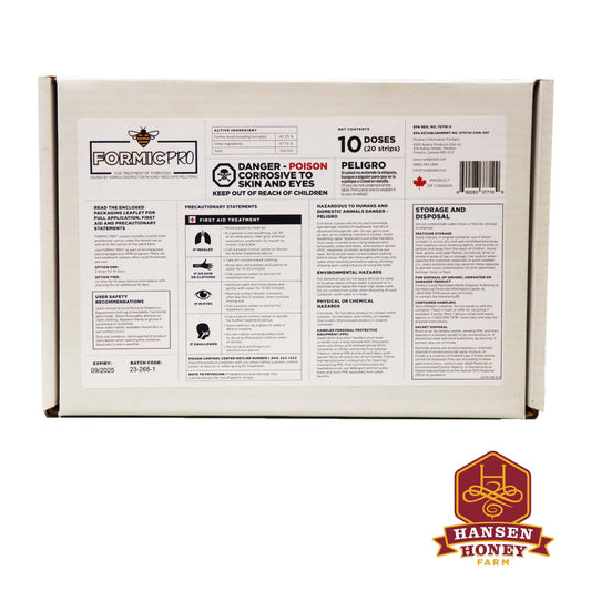 Mann Lake Formic Pro Varroa Mite Treatment, Bee Colony Mite Control, Combat Varroosis, Extended Shelf Life, Residue-Free, Eco-Friendly Formula,10-Dose