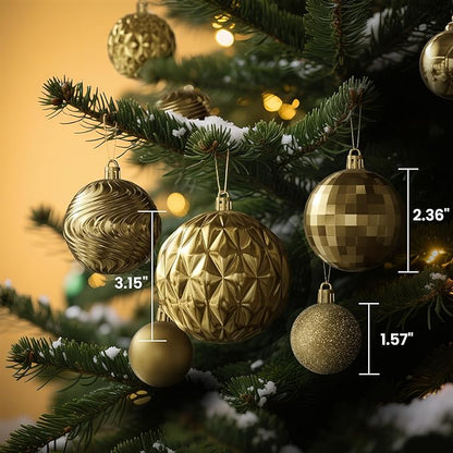Annecy Christmas Tree Ornaments - 36 PCS Shatterproof Christmas Ball Ornaments Set for Holiday, Wreath & Party Decorations (Multi-Size, Champagne)