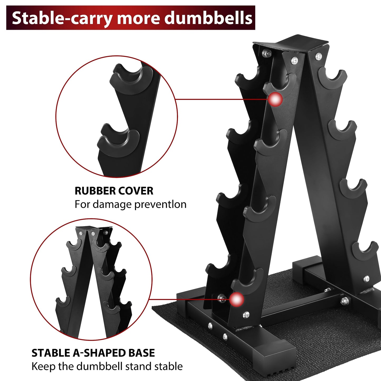 Fitvids Premium Rubber Coated Hex Dumbbell Weight Set, Multiple Packages