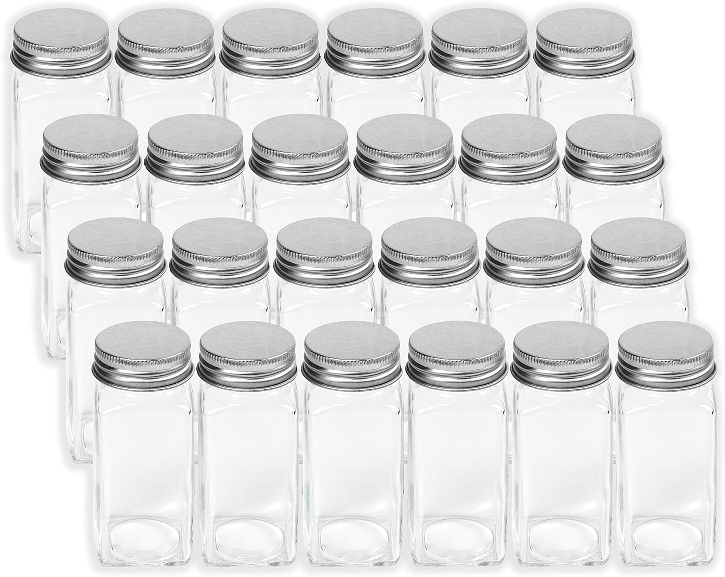 Simple Houseware Spice Jars 4 Ounce Square Bottles w/labels, 24 Packs