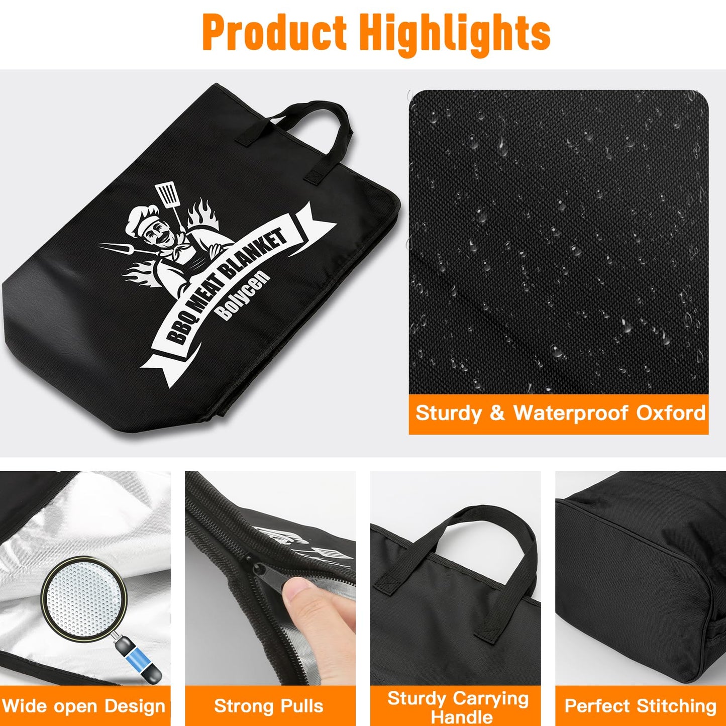 Upgraded BBQ Blanket for Resting Meat - Air Fryer Kitchen Camping Baking Party Essential -Smoker Accessories Brisket Blanket - Insulated Meat Resting Bag with Wide Mouth for Steak/ Pork Shoulder/ Turkey - Birthday Anniversary BBQ Accessories Grilling Gift