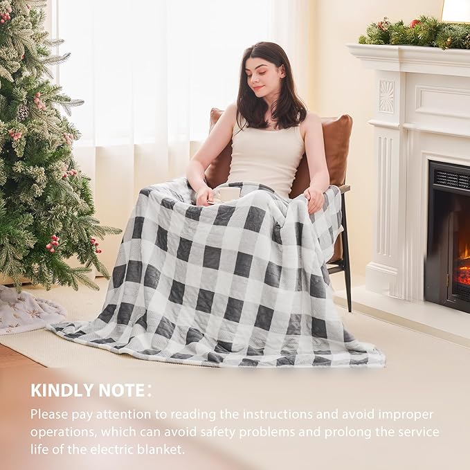 HomeMate Electric Blanket Heated Full Size - 72“x84“ Ultra Soft Cozy Flannel Heating Blanket with 10 Fast Heat Levels 8 Hours Auto Off Over-Heated Protection ETL Certification Keep Warm in Home Office