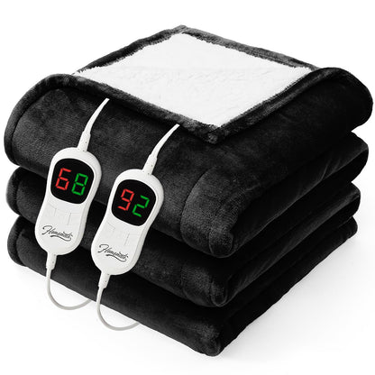 Homemate Electric Heated Blanket Twin - 62"x84" Heating Bed Blankets Throw with 10 Heating Levels 8 Hours Auto Off Fast Heating Over-Heated Protection Ultra Soft Warm Flannel ETL Certified Grey