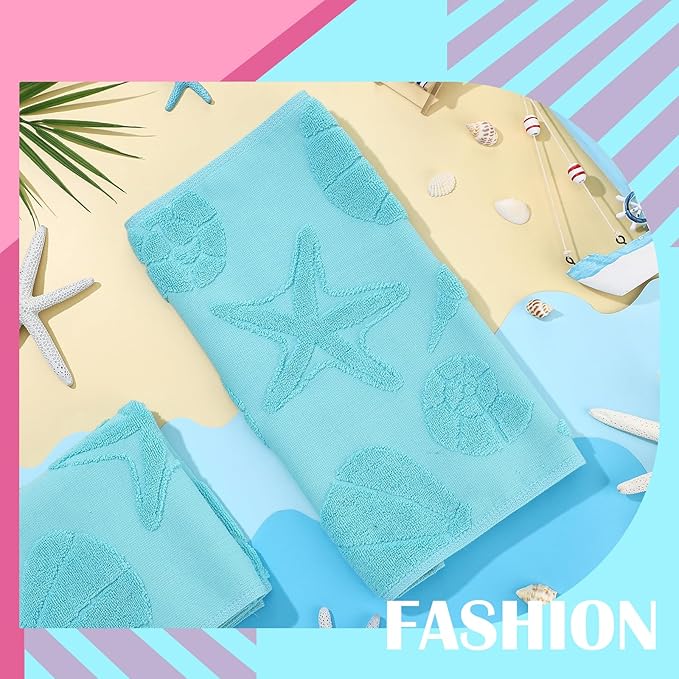 2 Pcs Coastal Hand Towels for Bathroom Ocean Beach Coastal Hand Towels 100%