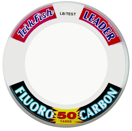 TrikFish Fluorocarbon Leader Fishing Line - Trik Fish Leader Material - Saltwater & Freshwater Fishing Line - Clear, Virtually Invisible - High Strength & Abrasion Resistance - 15-100 Lb Test Spool