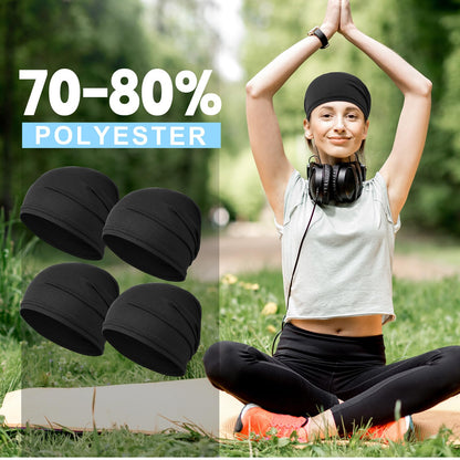 JenPen Cooling Skull Cap for Men Women, Breathable 3D Mesh Quick Dry Helmet Liner, Summer Sweat Wicking Running Cycling Cap(Black,4 Pcs)