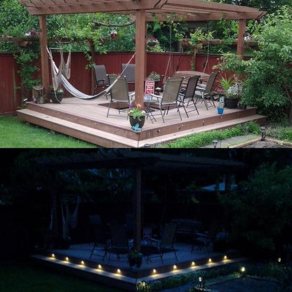 LED Outdoor Deck Lights Kits, Φ1.38in Warm White 20 Pack Silver, Low Voltage 12 Volt DC IP65 Waterproof, Electric Wired Recessed Stair Step Riser Mini Under Landscape Lighting for Yard Floor