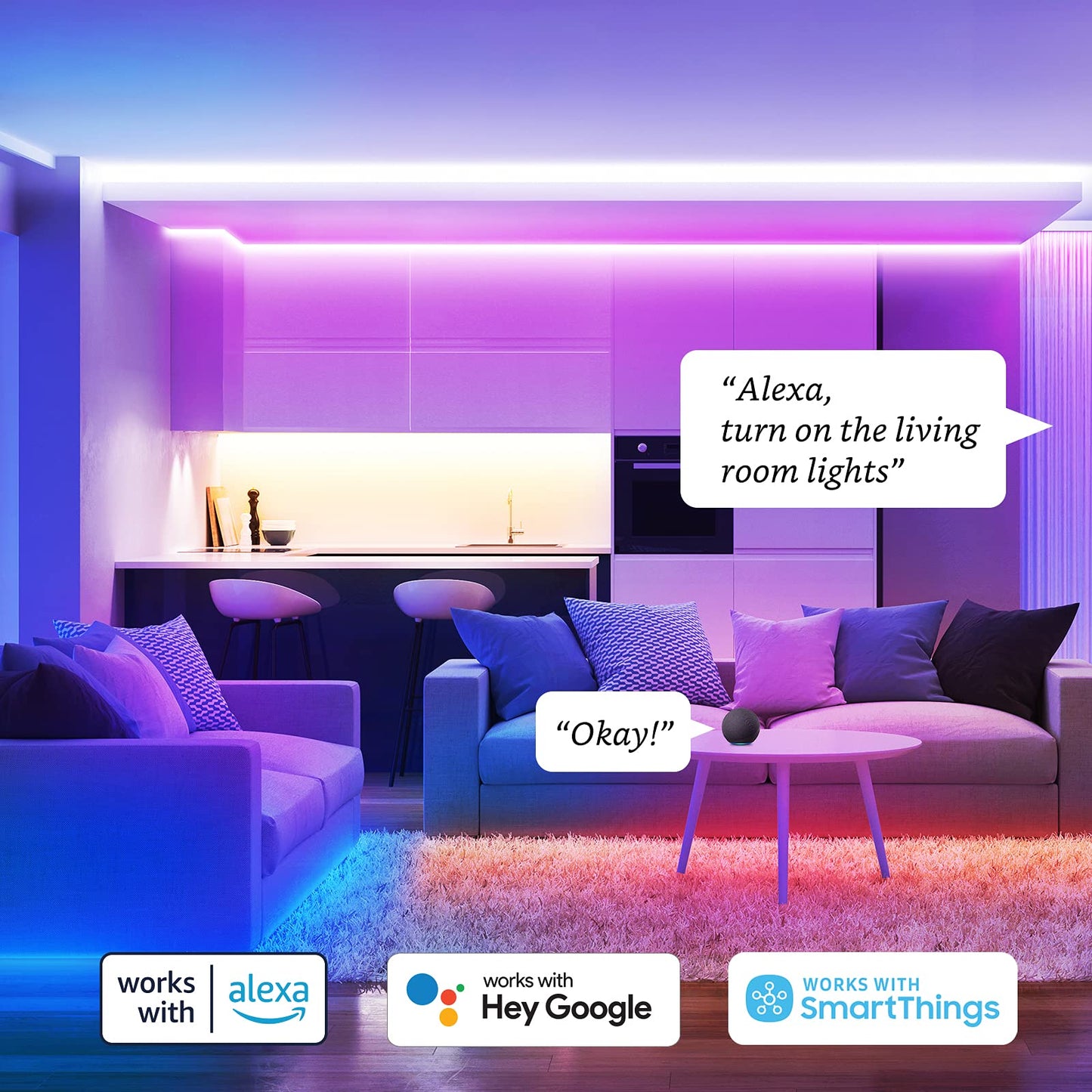 Sengled Zigbee Smart Light Strip 1m/3ft Extension No Plug, Voice Compatible with Alexa, Google Assistant and SmartThings, 2m/6.56ft Base Lightstrip Require, White
