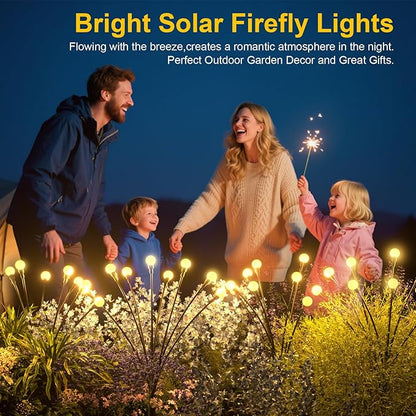 Solar Lights Outdoor - Upgraded 4-Pack of 32 LEDs Solar Garden Lights,IP65 Waterproof Outdoor Decor Solar Firefly Light for Yard,Pathway Decoration,Unique Gifts for Women and Grandma