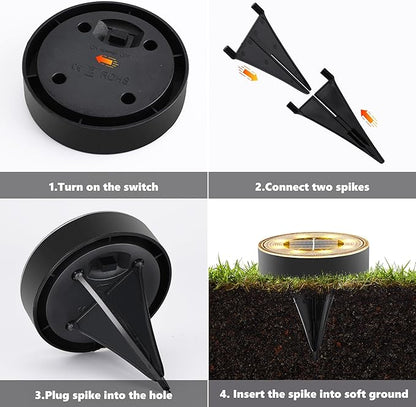Joomer Solar Ground Lights, 16 Pack 8 LED Solar Lights Outdoor IP68 Waterproof Disc Light In-Ground Landscape Lighting Outdoor for Patio Pathway Lawn Yard Driveway Walkway (Warm White)