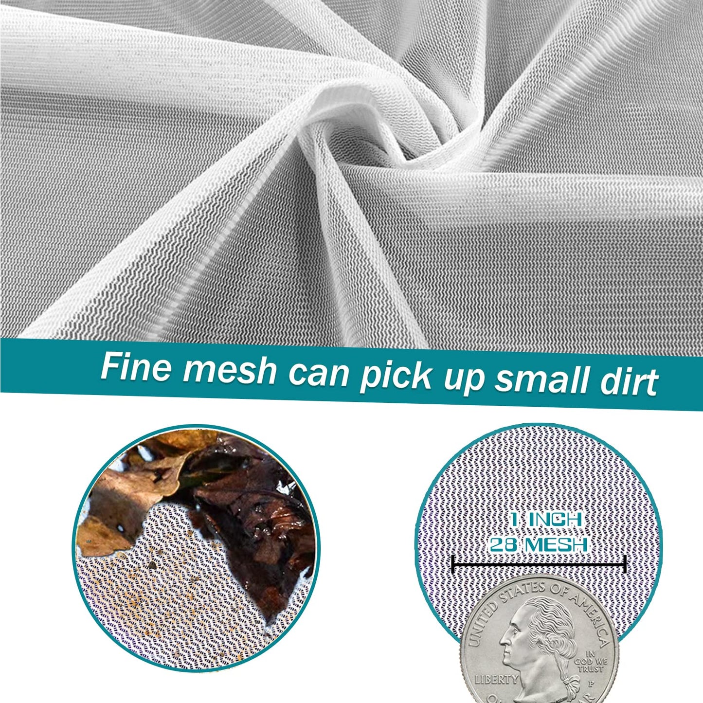 POOLWHALE Professional Pool Skimmer Net, Heavy Duty Swimming Leaf Rake Cleaning Tool with Deep Fine Nylon Mesh Net Bag - Fast Cleaning,Easy Scoop Edge,Debris Pickup Removal (No Pole)