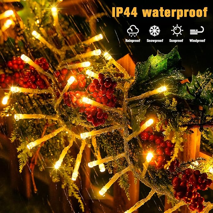 JMEXSUSS Warm White 1000 LED Christmas Cluster Lights Plug in, 50ft Christmas String Lights Outdoor Waterproof with Remote, 8 Modes Christmas Tree Lights for Christmas Tree Wreath