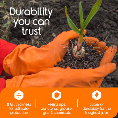 Inspire Heavy Duty Orange Nitrile Gloves | ULTRA 8 Mil Diamond Textured Grip | Industrial Mechanic Disposable Cleaning Gloves Medium, 1000 Count