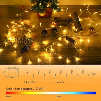2 Pack 16.5Ft 100 LED Fairy Lights Battery Powered, Outdoor Waterproof Warm White String Lights with Remote, Dimmable Twinkle Lights for Bedroom Wedding Party Classroom Tree Christmas Decoration