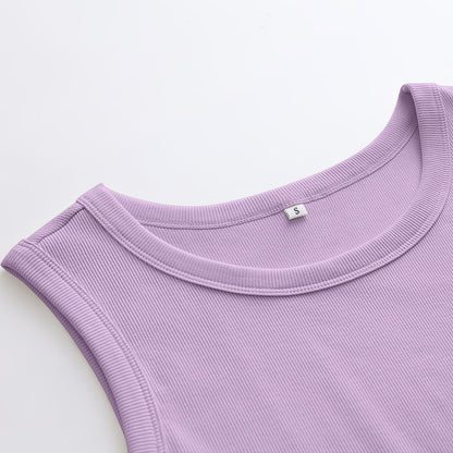 ANRABESS Womens Sleeveless High Neck Tank Tops Fashion Summer Casual Basic Slim Fit Ribbed Racerback Top Shirt Clothes Light Purple XX-Large