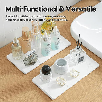 2PCS 10"x 5" Large Bathroom Sink Vanity Trays, Water Absorbing Diatomite Stone