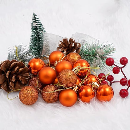 30ct Halloween Ball Ornaments, 1.18" Shatterproof Halloween Tree Decorations, Perfect Hanging Ball for Indoor/Outdoor Holiday Party Decor(Orange)
