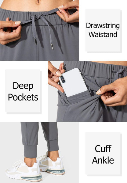 SANTINY Women's Joggers Pants Pockets Drawstring Running Sweatpants for Women Lounge Workout Jogging(Dark Grey_S)