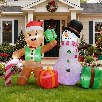 Inflatable Decoration for Inflatable Decoration in Outdoor Courtyards, Indoor Gardens, and Lawns (Gingerbread Snowman)