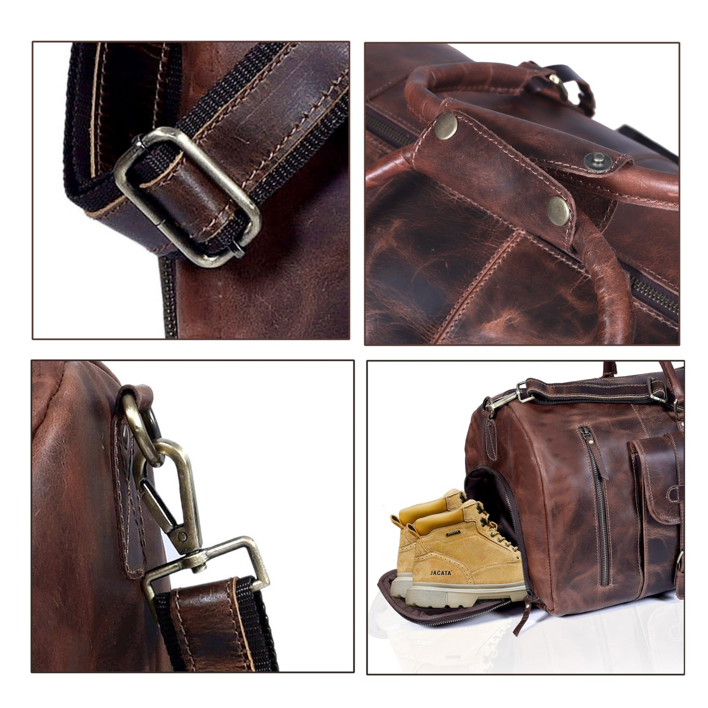 28" Large leather Travel Bag Duffel bag Gym sports flight cabin bag Leather Holdall Overnight Weekend Large luggage bag (28 inch)