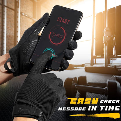FREETOO Full-Finger Workout Gloves for Men, Padded Gym Gloves with Excellent Grip and Palm Protection, Touch Screen Friendly