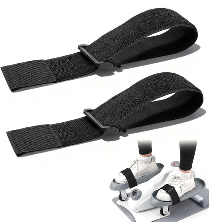 2PCS Bike Pedal Straps, Black Adjustable Leg Exerciser Traction Straps, Secure Stability for Elliptical Exercise Machine Under Desk Seniors Workout (Adjustable Length: 12.7-17.5 Inch)