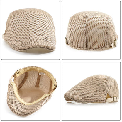 Xinveen Men's Mesh Cap Breathable Summer Newsboy Hat Adjustable Beret Ivy Cap Irish Cabbie Driving Hunting Hats
