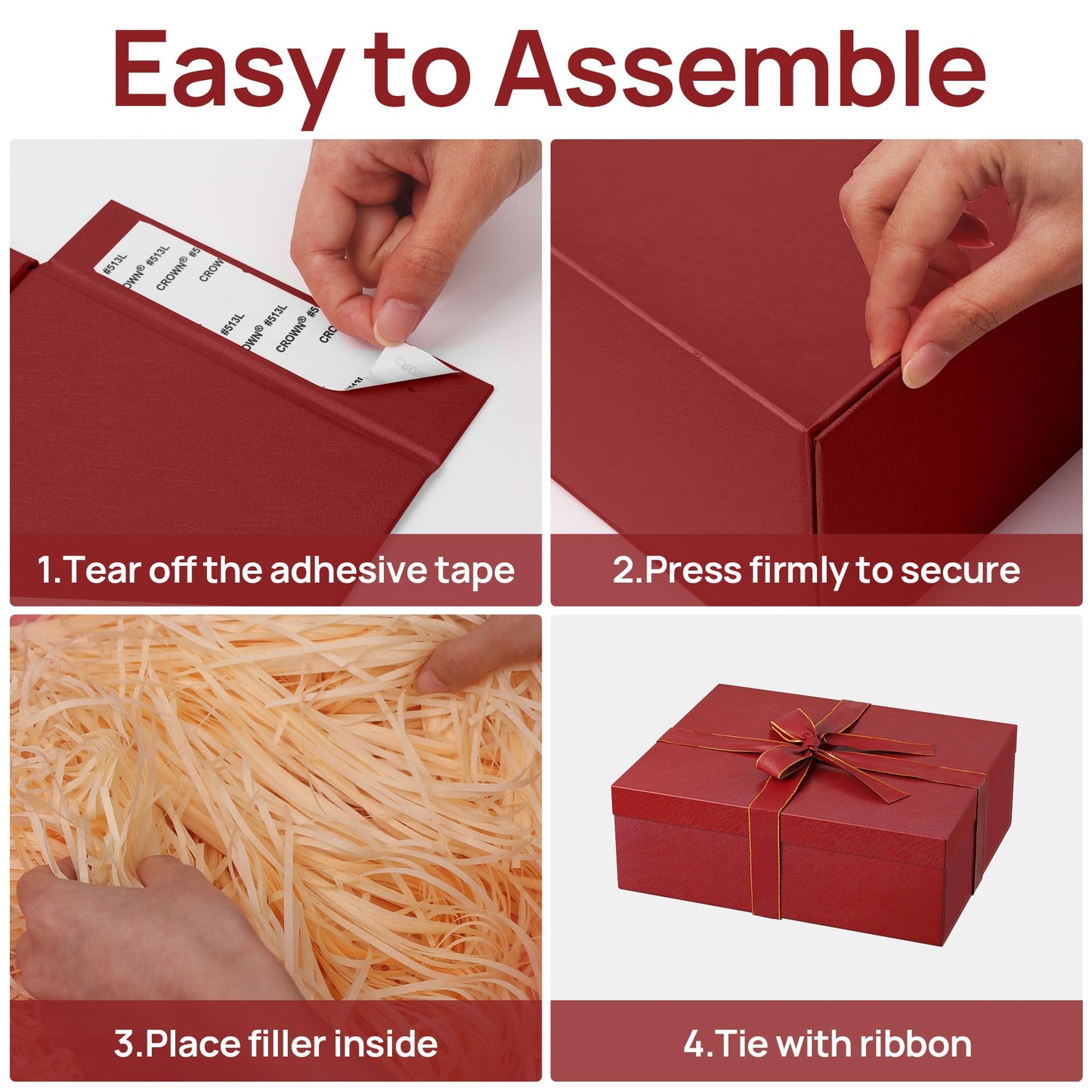 JOYIT Red Gift Box 16.5''x13''x5.5'' - Large Gift Boxes with Lid for Presents Packaging, Birthday, Christmas, Wedding, Anniversary, Big Gift Box with Ribbon, Shred Filler, Card, Wax Seal (Red)