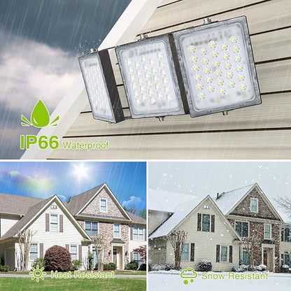 STASUN 150W Dimmable LED Flood Light, Outdoor Area Lighting, IP66 Waterproof Exterior Floodlight Commercial Security Light, 6000K Daylight White, 3 Adjustable Heads for Yard, Street,Parking Lot
