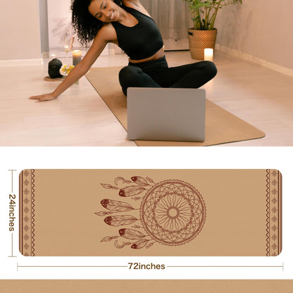 IKULE Premium Cork Yoga Mat Non Slip Thick Cork Exercise & Fitness Mat for Yoga, Pilates, & Home Workouts(72" x 24" x 5mm Thick)
