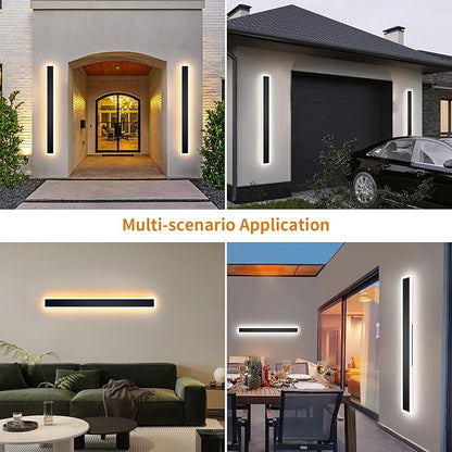 2 Pcs Modern Outdoor Wall Lights 31.5inch Dimmable 3000K-6000K with Remote Control Waterproof IP65 Exterior Long Wall Sconce for House Garage Patio
