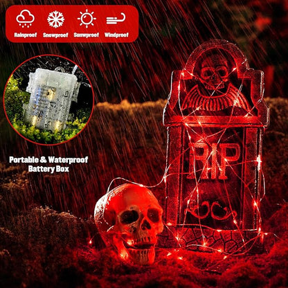 JMEXSUSS 2 Pack Red Fairy Lights Battery Operated, Total 400 LED 132ft Halloween Lights with Remote, 8 Modes Twinkle String Lights for Bedroom Wreath Tree Xmas Valentine Halloween Decorations