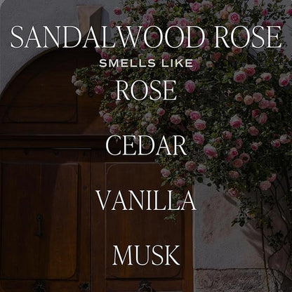 Sweet Water Decor Sandalwood Rose Candle - Green, Leafy, Winey, Rose and Guaiac Wood Scented Soy Floral Candles for Home - 9oz Clear Jar + Gold Lid, 40+ Hour Burn Time, Made in The USA