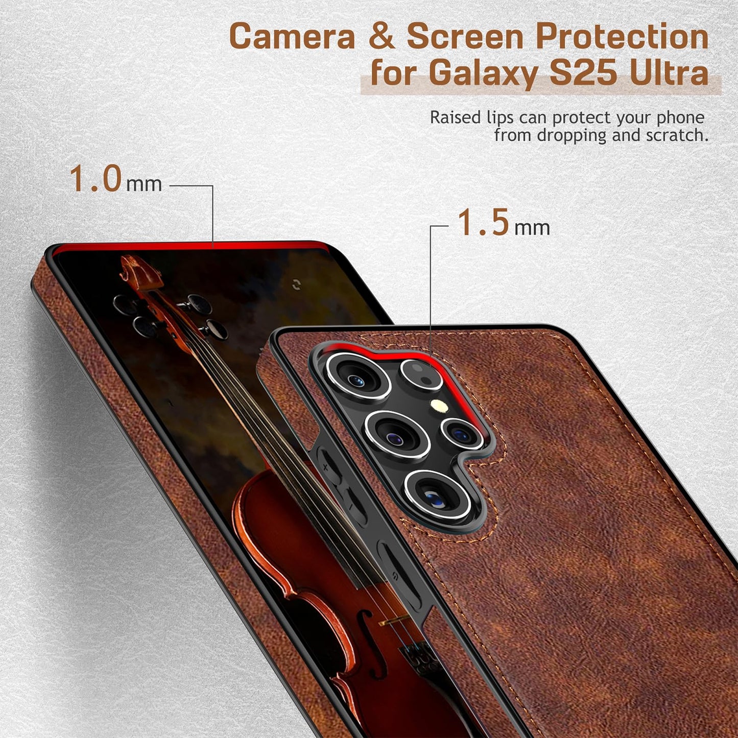LOHASIC for Galaxy S25 Ultra Case, Premium Leather Luxury Business PU Non-Slip Grip Shockproof Bumper Full Body Protective Cover Phone Cases for Samsung Galaxy S25 Ultra 5G 6.9 inch - Brown