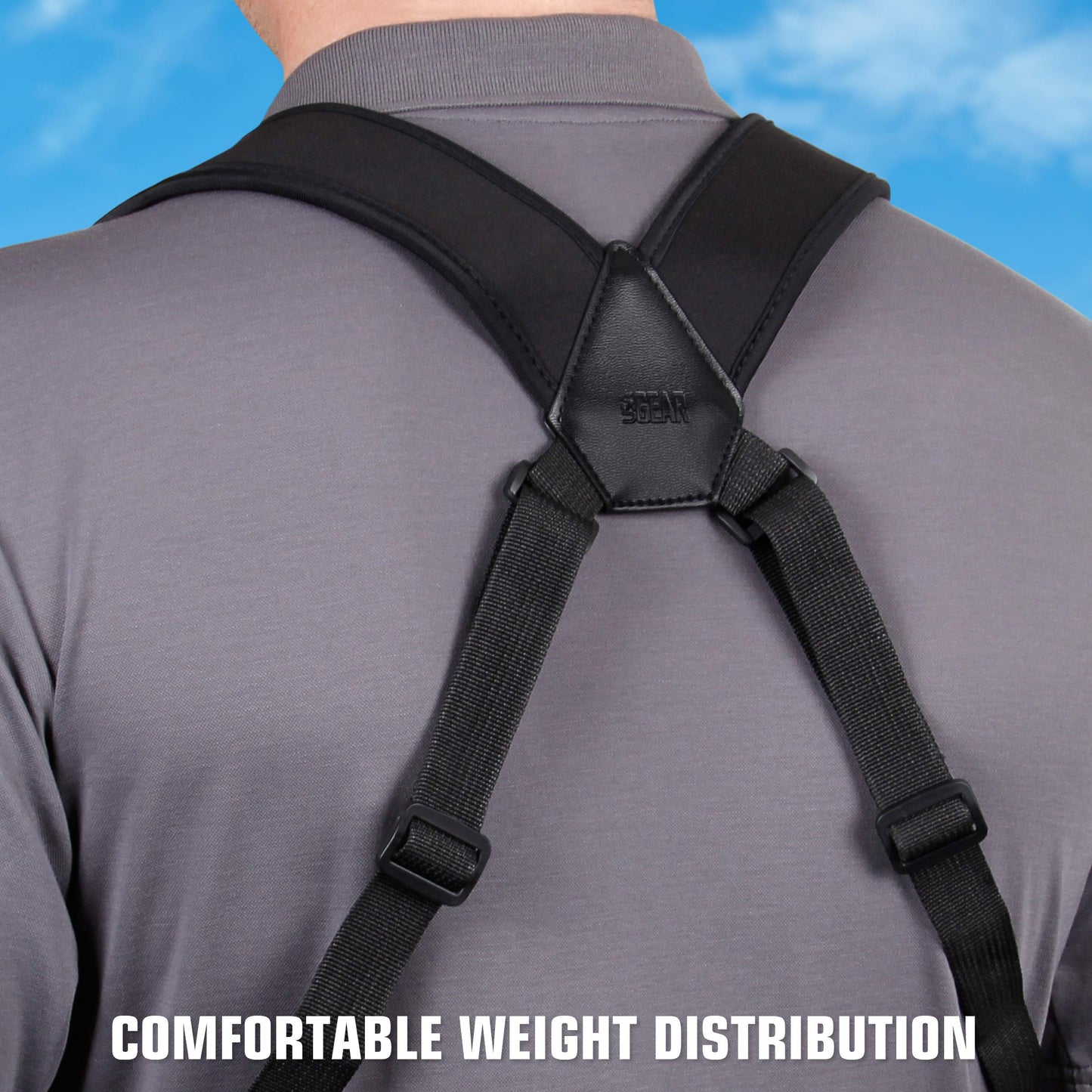 USA Gear DSLR Camera Strap Chest Harness with Quick Release Buckles, Black Neoprene Pattern and Accessory Pockets - Compatible with Canon, Nikon, Sony and More Point and Shoot and Mirrorless Cameras