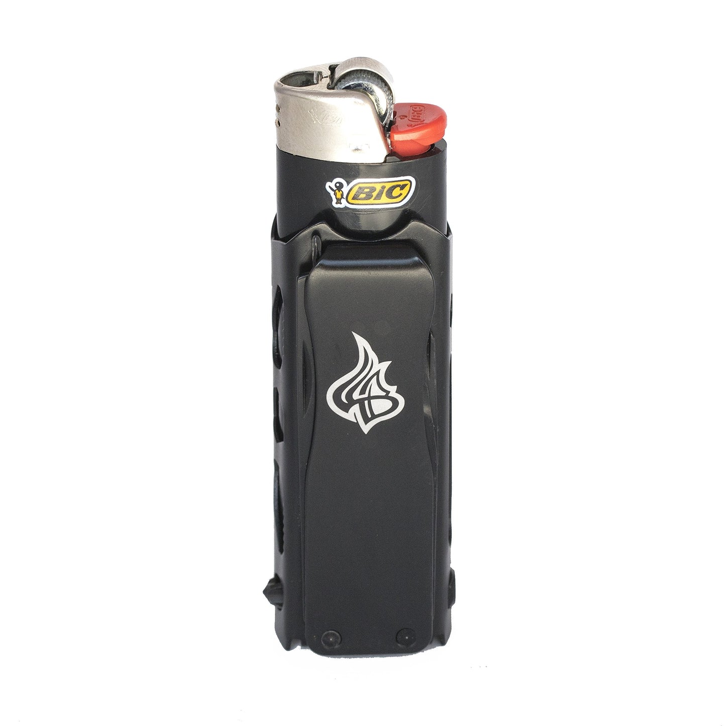 LighterBro Pro Lighter Sleeve - Multi-tool - 420 Stainless Steel - Easily Fits Your Favorite Lighters - Includes Mini Pocket Knife, Ruler, Scissors, Screwdriver, Poker, Key Ring & More (Black)