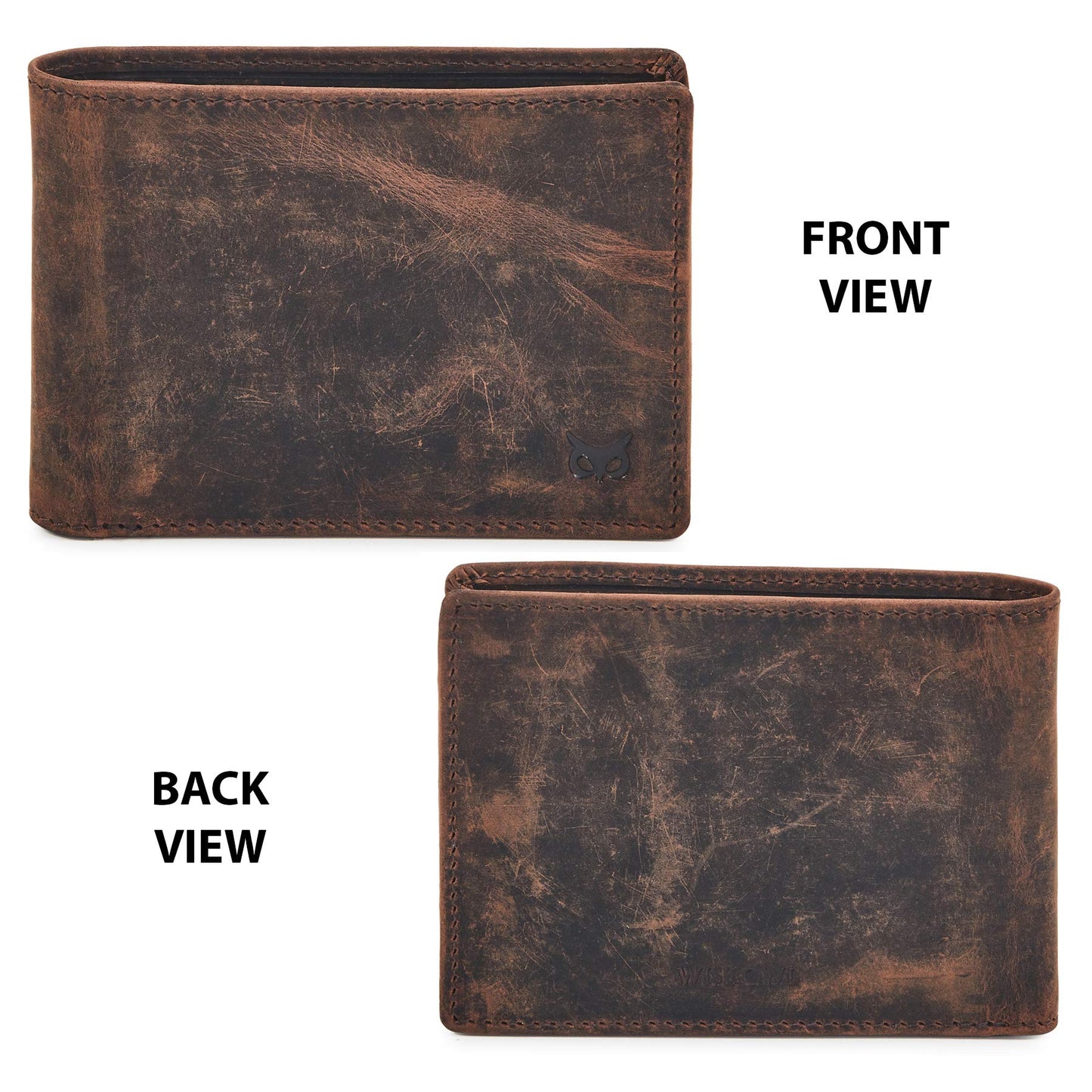 Real Leather Mens Bifold Wallet RFID Blocking Slim Minimalist Front Pocket - Thin & Stylish with ID Window in Gift Box (Crazy Horse, Cognac).