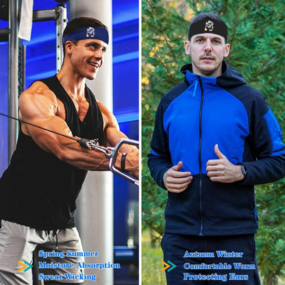 Sweat Band Headbands Men 3 Pcs Sport Sweatbands Headbands for Men Women Skull Workout Cooling Headband Mens Running Headband Head Band Mens Stretchy Hairband Gym Yoga Tennis Athletic