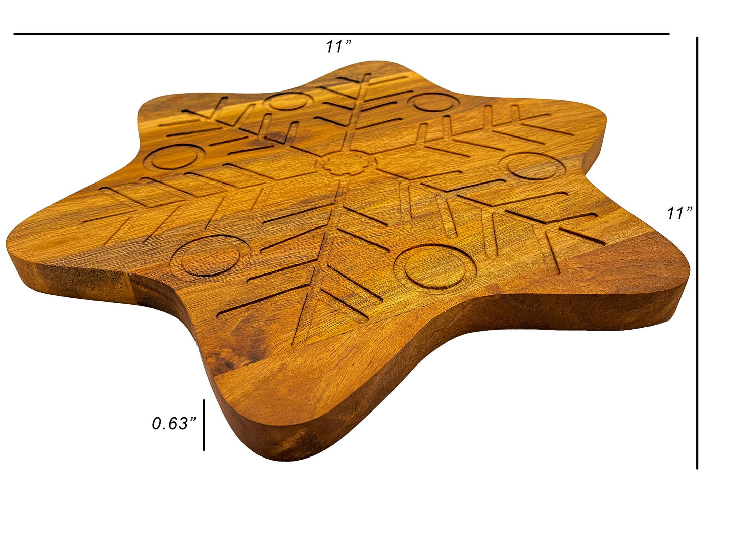 Affinity Decor Wood Cutting Board for Kitchen Star Shaped Wooden Cutting Board with Grooves, Christmas Decorative cutting board for Cheese and Veggies and Charcuterie Serving Platter 11"L x 11"W