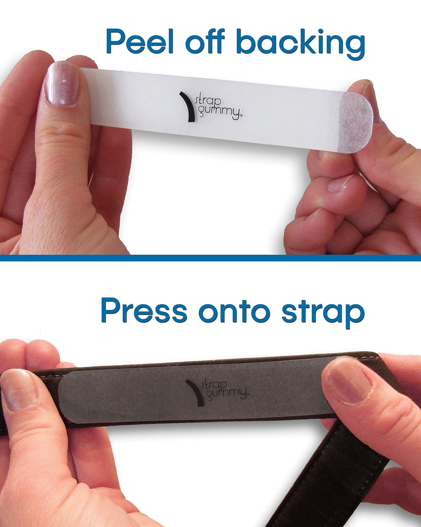 Strap Gummy - Stop Strap Slips - the ORIGINAL Shoulder Strap Grip Non Slip Strips - Set of 6 pieces, Semi-Clear