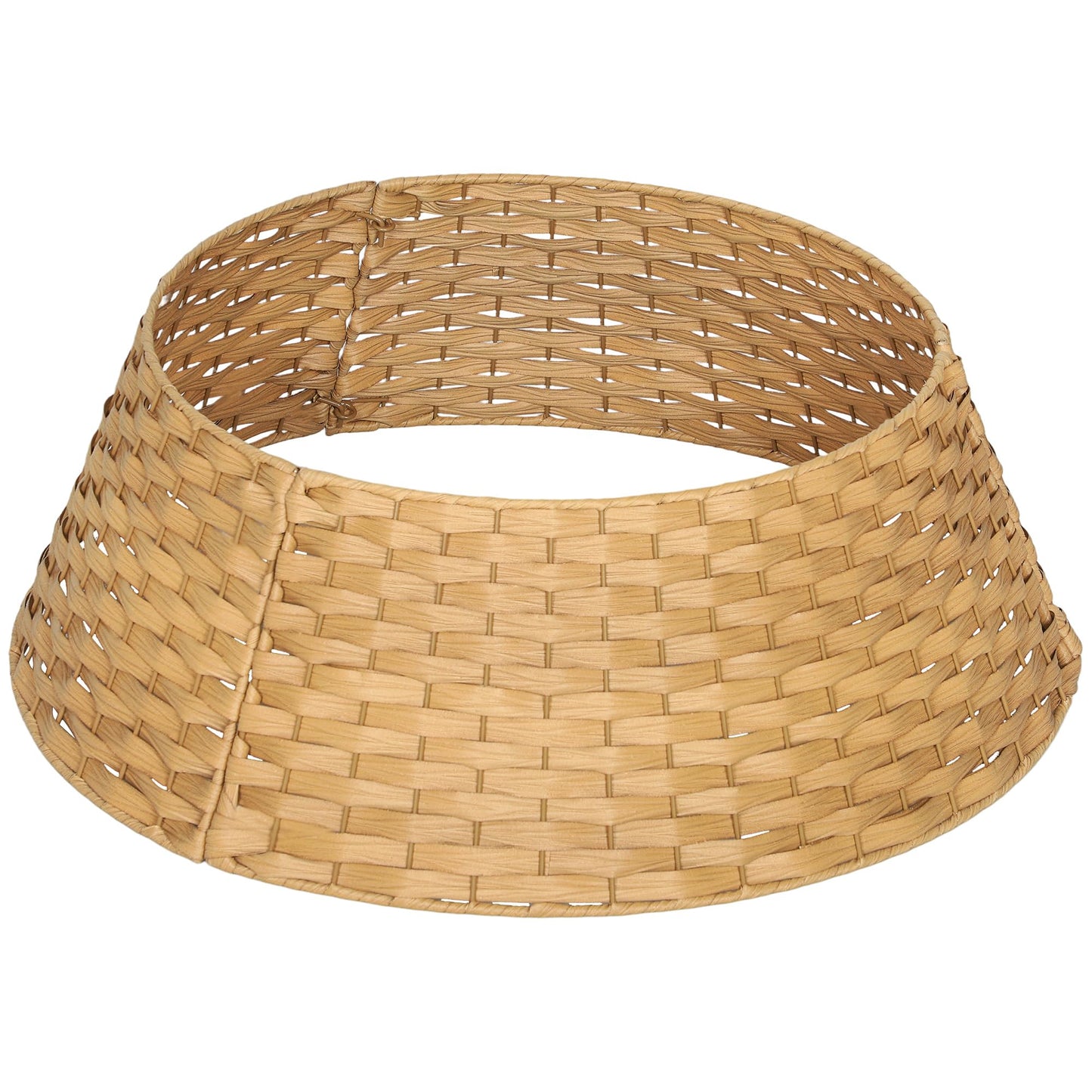 HOMCOM 27 inch Rustic Christmas Tree Collar, Plastic Woven Christmas Tree Skirt, Base Cover for Party, Holiday, Home Decoration, Natural
