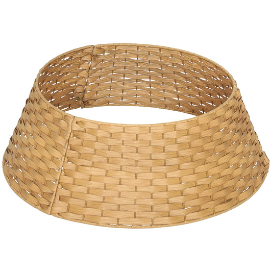 HOMCOM 27 inch Rustic Christmas Tree Collar, Plastic Woven Christmas Tree Skirt, Base Cover for Party, Holiday, Home Decoration, Natural