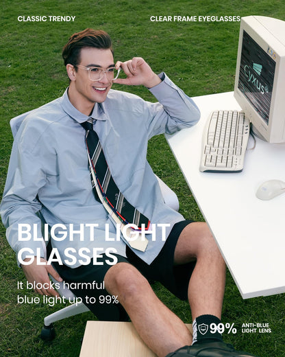 Cyxus Clear Blue Light Glasses for Women Men Reduce Eye Strain UV Blocking for Computer Screen